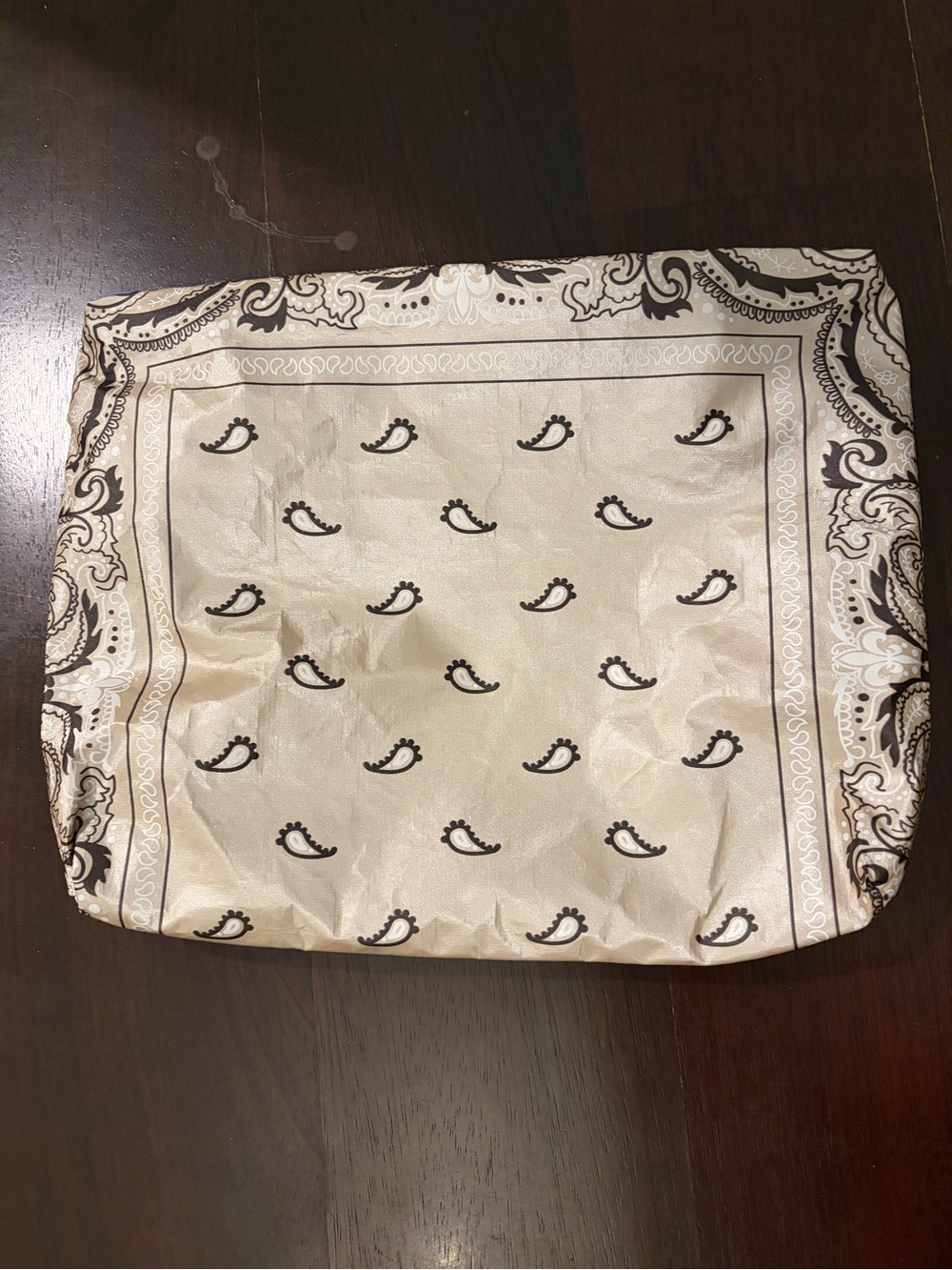 Hi Love Paisley-Print Cosmetic Pouch - Beige and Brown